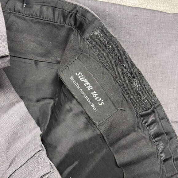 Mattarazi Dress Pants Super 160s Wool Trousers Grey Birdseye 38x30 - Picture 4 of 10
